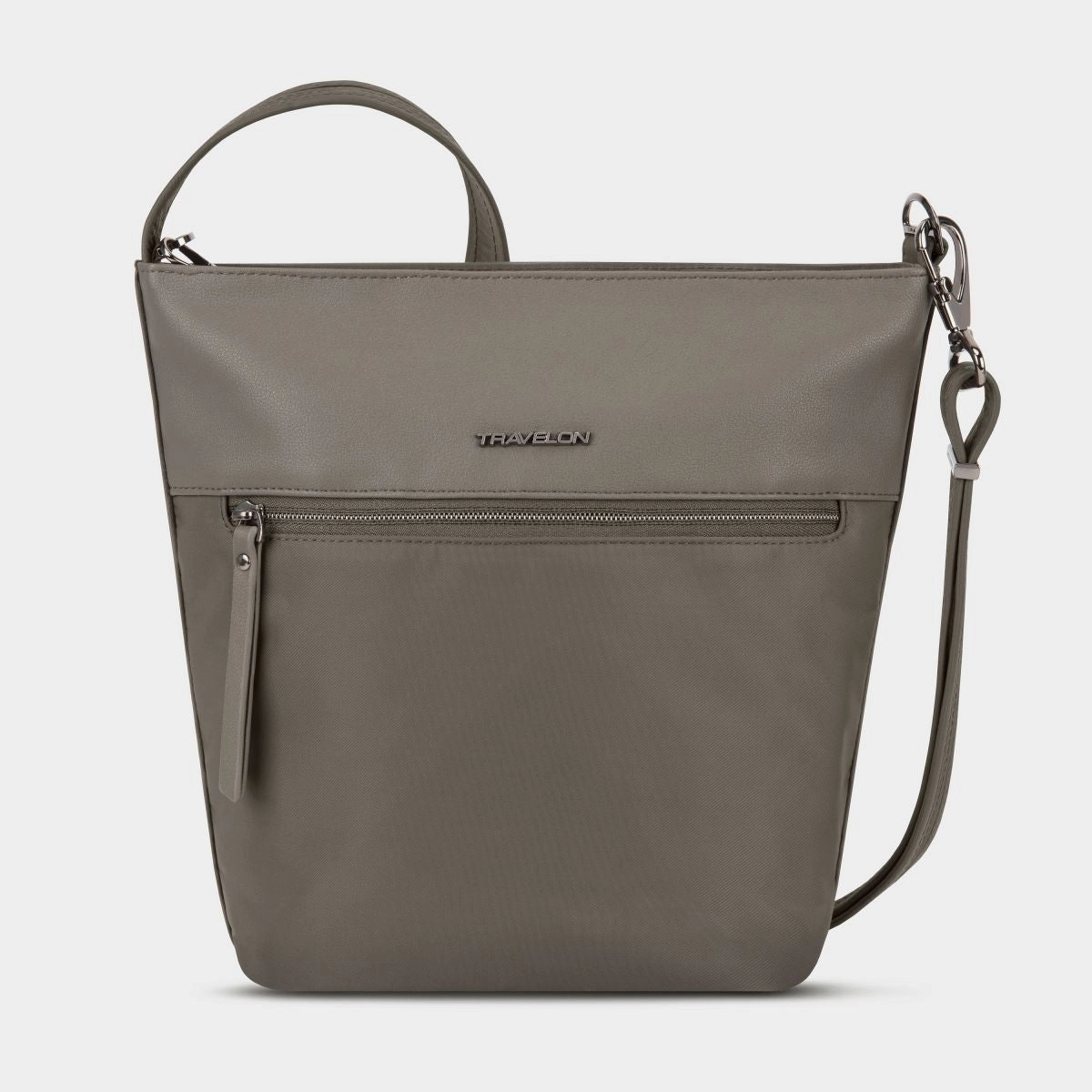 Travelon AntiTheft Addison Bucket Bag Gray Nylon Vegan Leather 43491520 One Size - ONE SIZE
