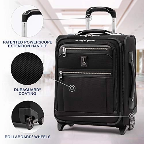 Travelpro Luggage Platinum Elite 16" Carry-on Regional Rollaboard Suitcase, Shadow Black