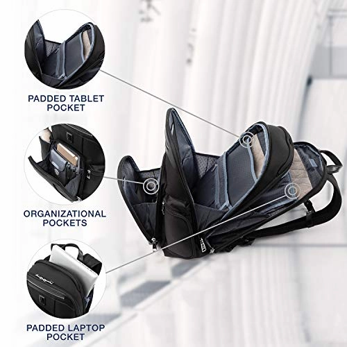 Travelpro Luggage Platinum Elite 17.5" Business Computer Backpack, Shadow Black, One Size