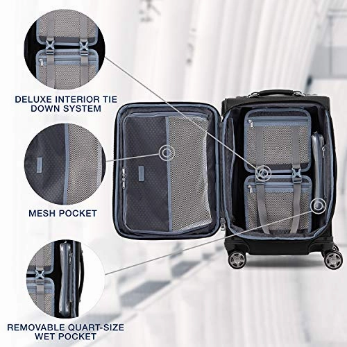 Travelpro Luggage Platinum Elite 20" Carry-on Expandable Business Spinner w/USB Port, Shadow Black