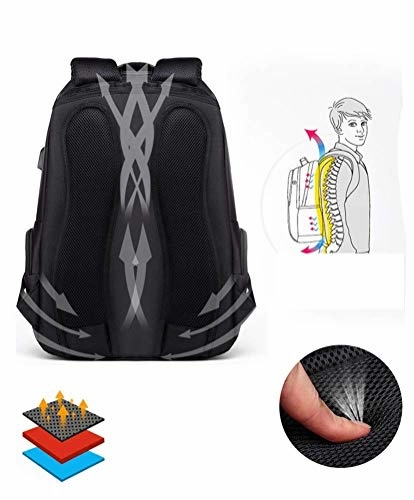 TRE Laptop Backpack Large Computer Backpack for Laptop with USB Charging Port Water-Repellent School Travel Backpack Casual Daypack for Business/College/Women/Men (Color : Black)