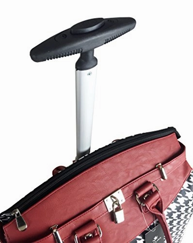 Trendy Flyer Computer/Laptop Rolling Bag 4 Wheel Case Houndstooth Red