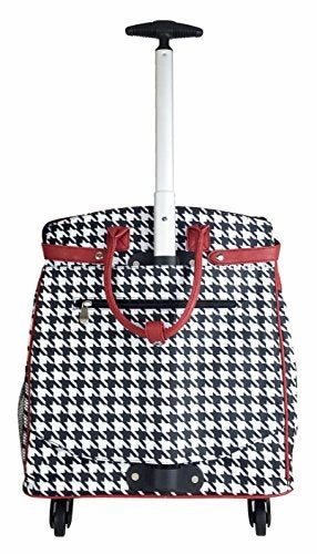Trendy Flyer Computer/Laptop Rolling Bag 4 Wheel Case Houndstooth Red