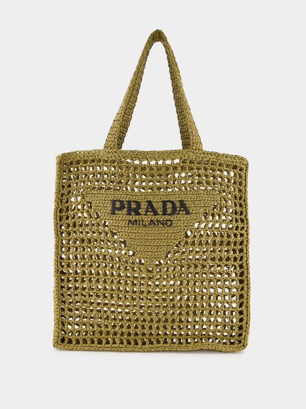 Triangle-Logo Raffia Tote