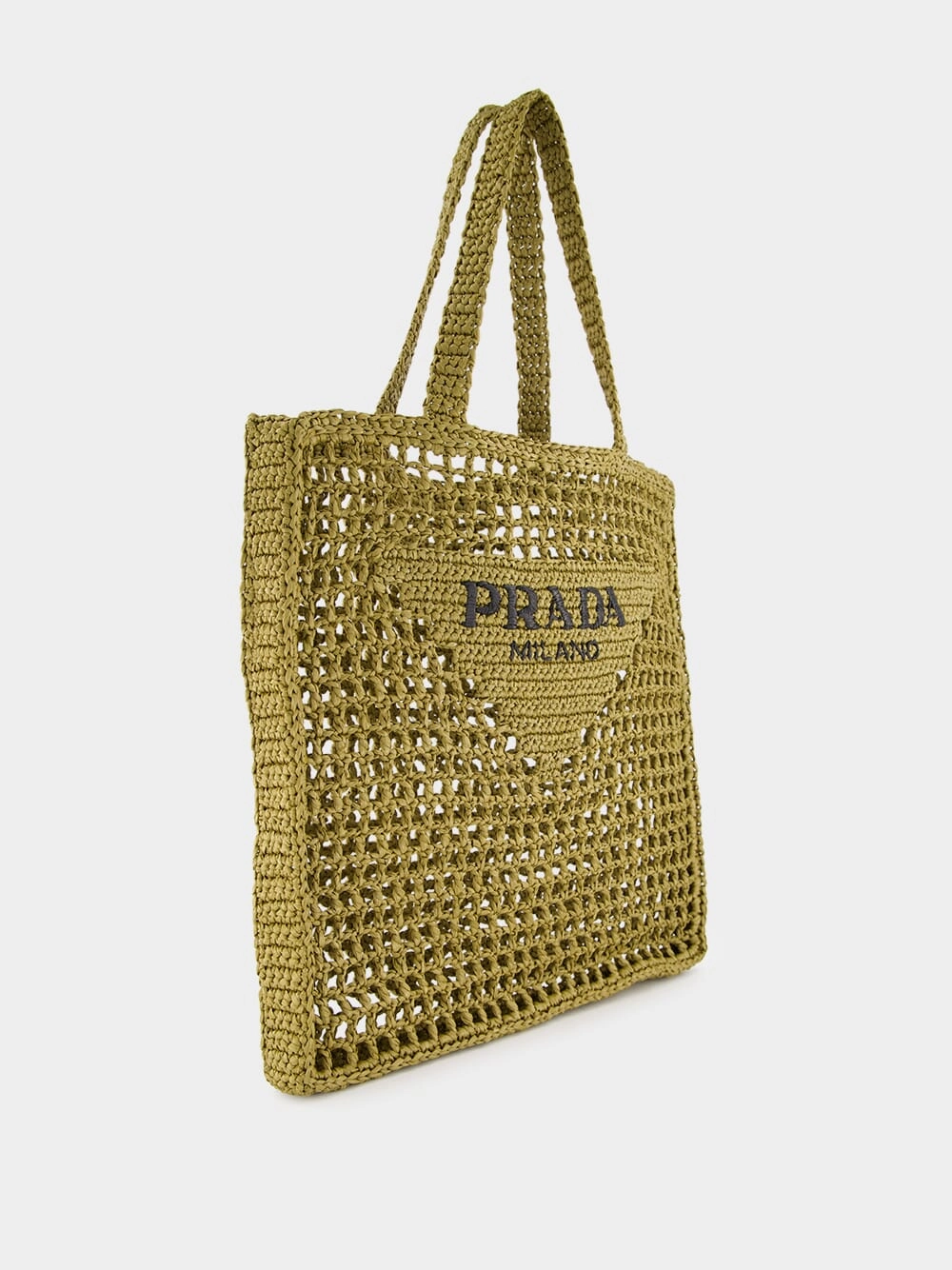 Triangle-Logo Raffia Tote