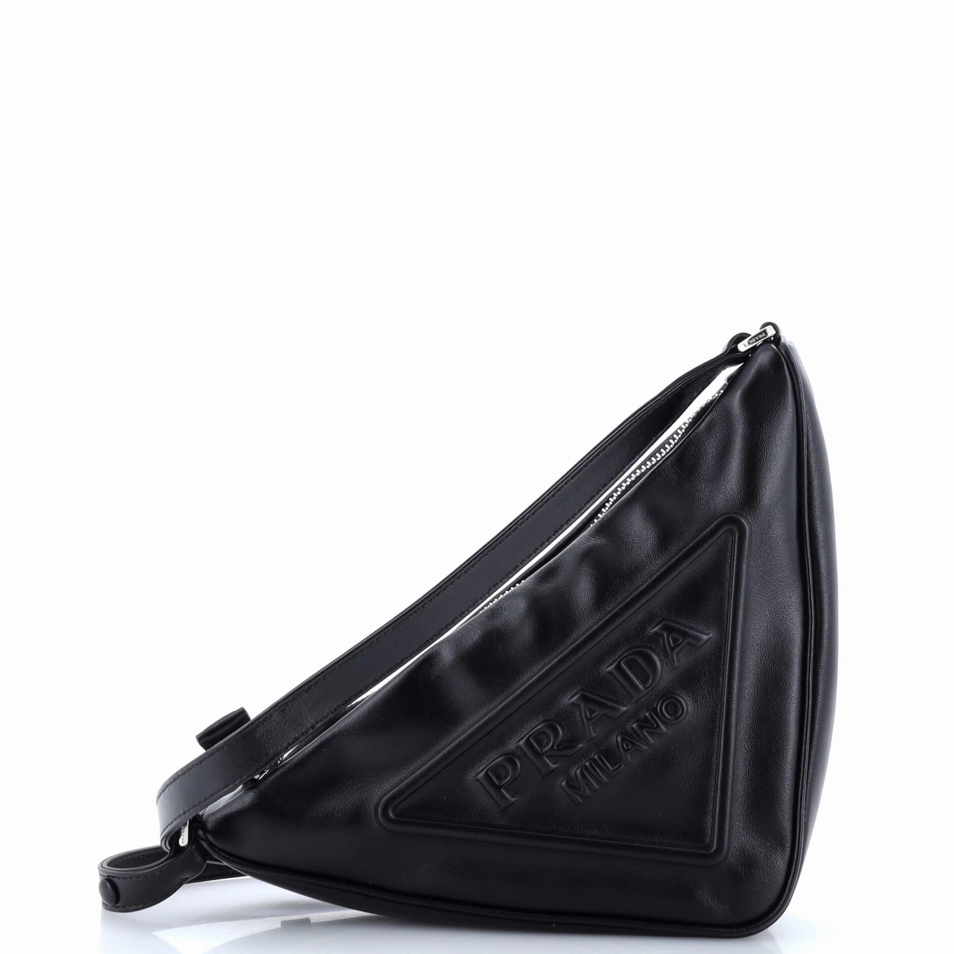 Triangle Logo Zip Crossbody Bag Embossed Grace Lux Small