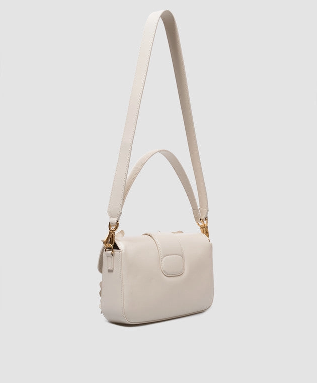 Twinset Leather Messenger Bag W/ Flower Appliqus