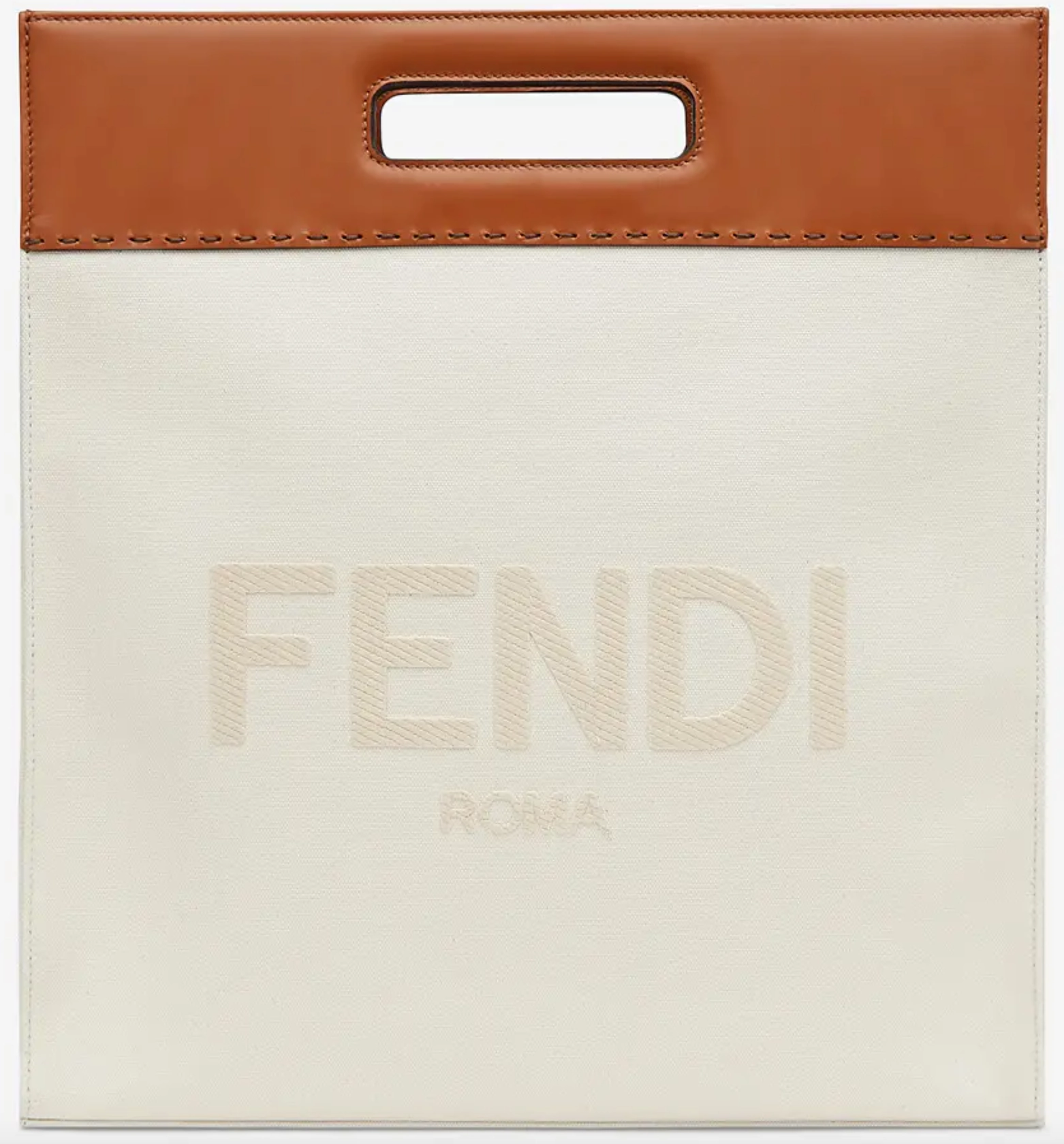 Two-tone Canvas and Leather Shopping Bag