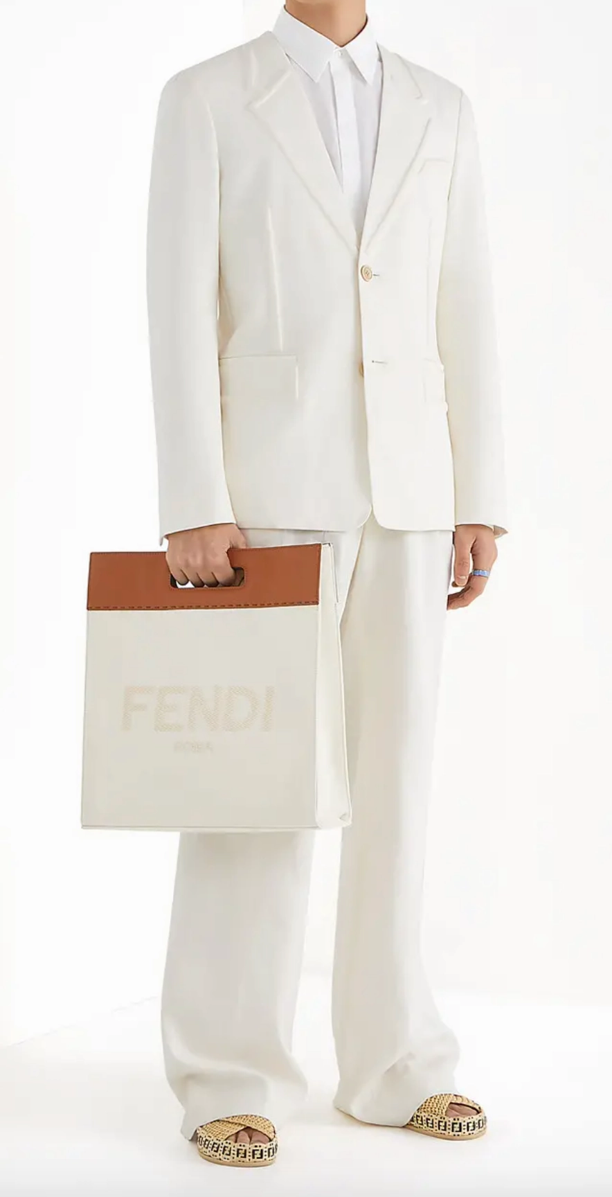Two-tone Canvas and Leather Shopping Bag