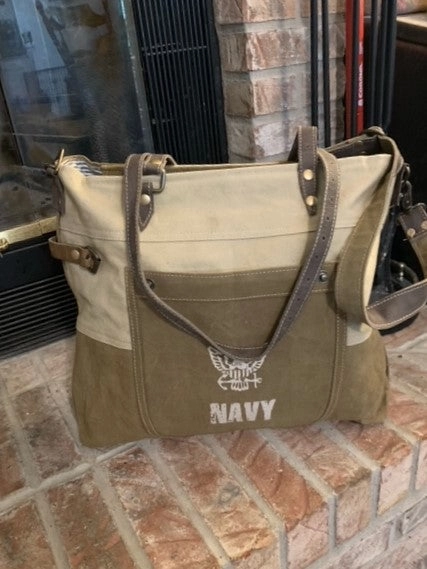 Two Tone Sustainable Canvas Tote ~ Perfect As Is or With Your Custom Military Branch or Special Order