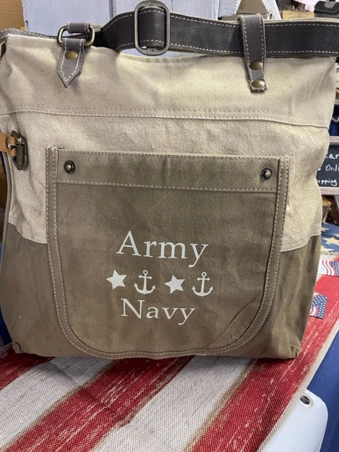 Two Tone Sustainable Canvas Tote ~ Perfect As Is or With Your Custom Military Branch or Special Order
