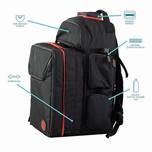 Ultimate Boardgame Backpack - The Smartest Way to Carry Your Games - Expandable Multi-Functional Backpack - Carry-on Compliant (Black/Red)