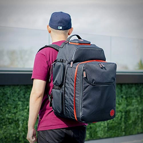 Ultimate Boardgame Backpack - The Smartest Way to Carry Your Games - Expandable Multi-Functional Backpack - Carry-on Compliant (Black/Red)