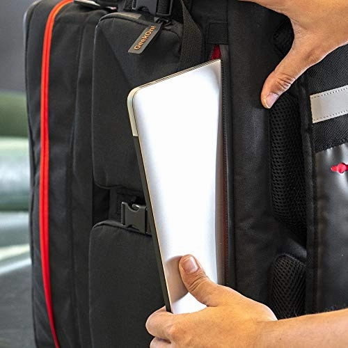 Ultimate Boardgame Backpack - The Smartest Way to Carry Your Games - Expandable Multi-Functional Backpack - Carry-on Compliant (Black/Red)