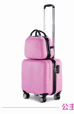 Unisex 2Pcs Carry On Travel Suitcase Women Laptop Luggage Stripe Pattern Small Luggage 18 Inch