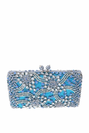 URetro Flower Waves Crystal Evening Bag