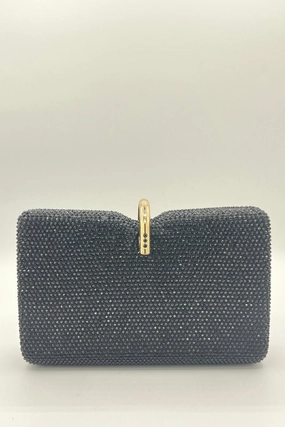 Uretro Rhinestone Evening Clutch with snap lock Closure