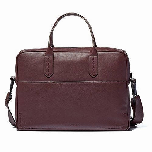 Uri Minkoff Arthur Briefcase, Soft Napa Leather, Aubergine W/ Black Twill Lining