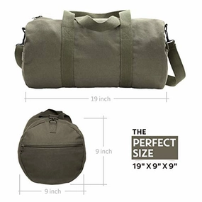 US Army Skull Sport Heavyweight Canvas Duffel Bag in Olive & Black, Large