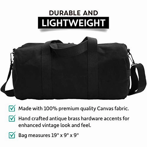 USMC United States Marine Corps Text Army Sport Heavyweight Canvas Duffel Bag in Black & Red,
