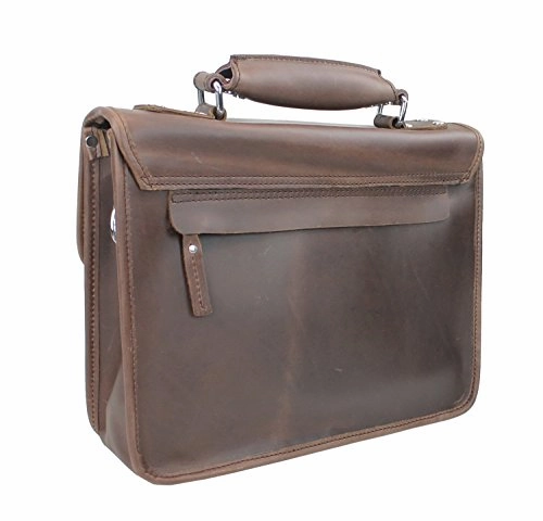 Vagabond Traveler 18" Extra Large Cowhide Leather Laptop Bag L05. Vintage Brown