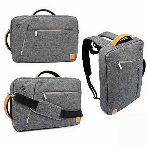 VanGoddy Grey Universal Hybrid Backpack / Briefcase / Messenger / Tote, 4 in 1 Multifunction Laptop / Tablet Carrying Bag (13.3")