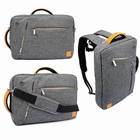 VanGoddy Grey Universal Hybrid Backpack / Briefcase / Messenger / Tote, 4 in 1 Multifunction Laptop / Tablet Carrying Bag (13.3")