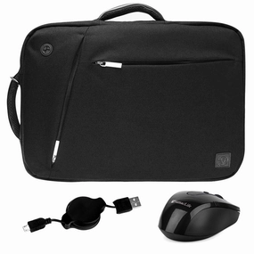 Vangoddy Slate 15.6 Inch Laptop Bag Backpack Briefcase Tote Shoulder Bag (Black) for Dell Alienware, Inspiron, Latitude, Precision, XPS Series 14, 15.6 inch Laptop with Micro USB Cable with Wireless Mouse