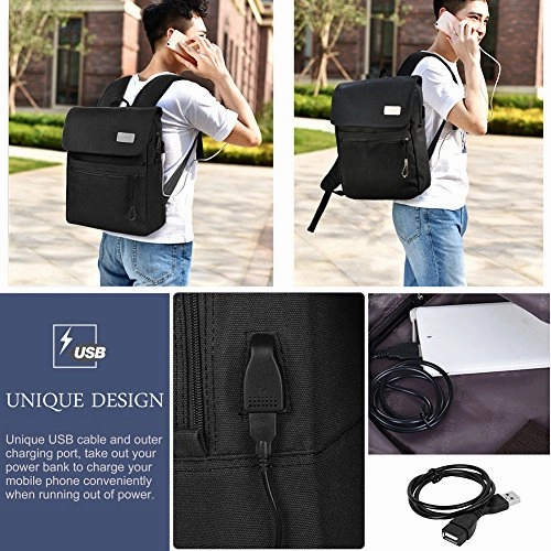 Vbiger Mens Canvas Laptop Backpack Large Capacity Vintage School Daypack Travel Backpack With Usb