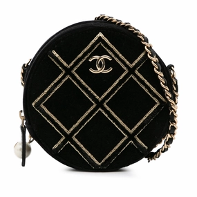 Velvet Pearl Sequin Round Crossbody