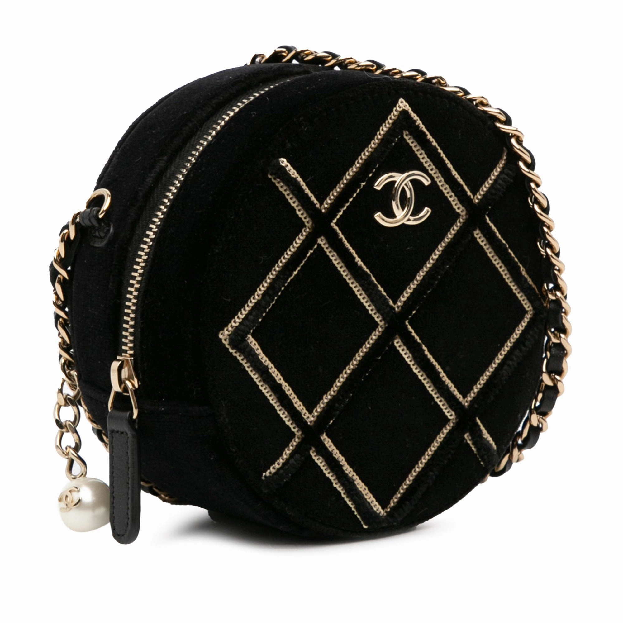Velvet Pearl Sequin Round Crossbody