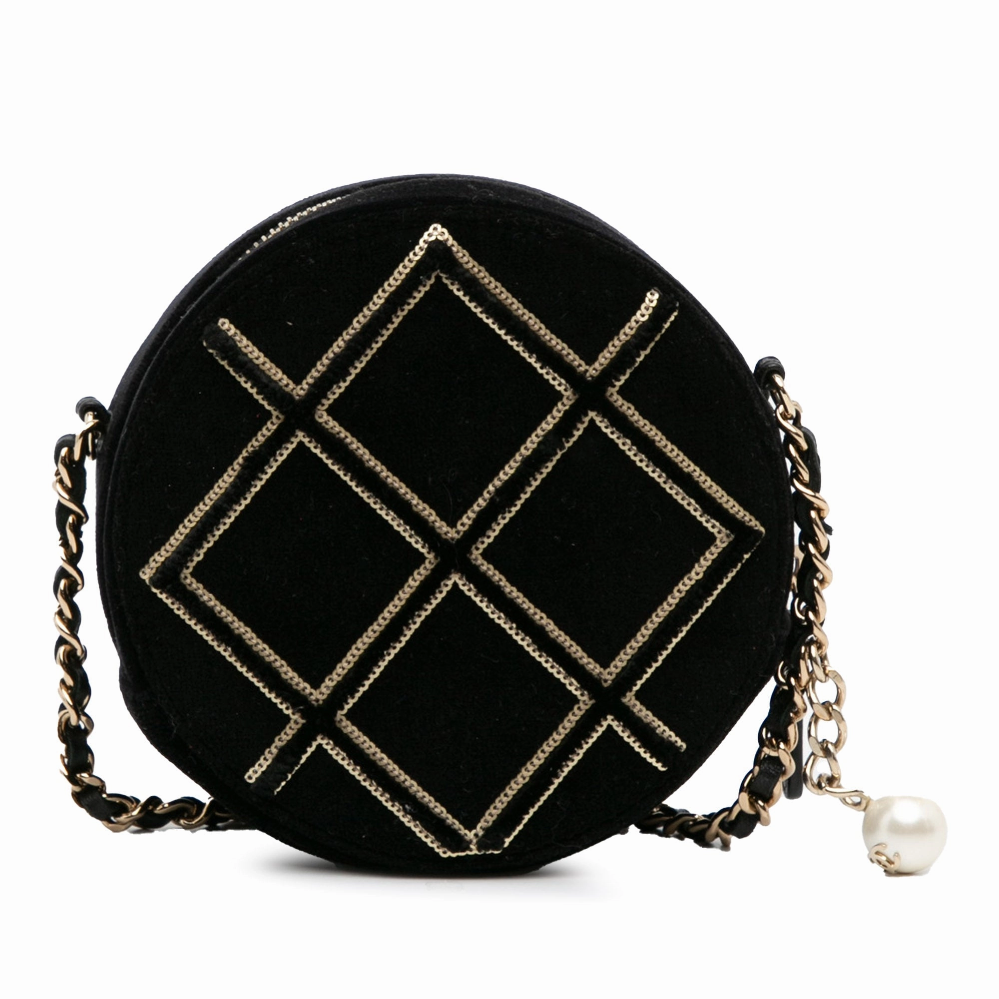 Velvet Pearl Sequin Round Crossbody