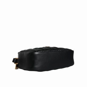 Versace Black Quilted Lamb Leather Camera Case Shoulder Women's Bag