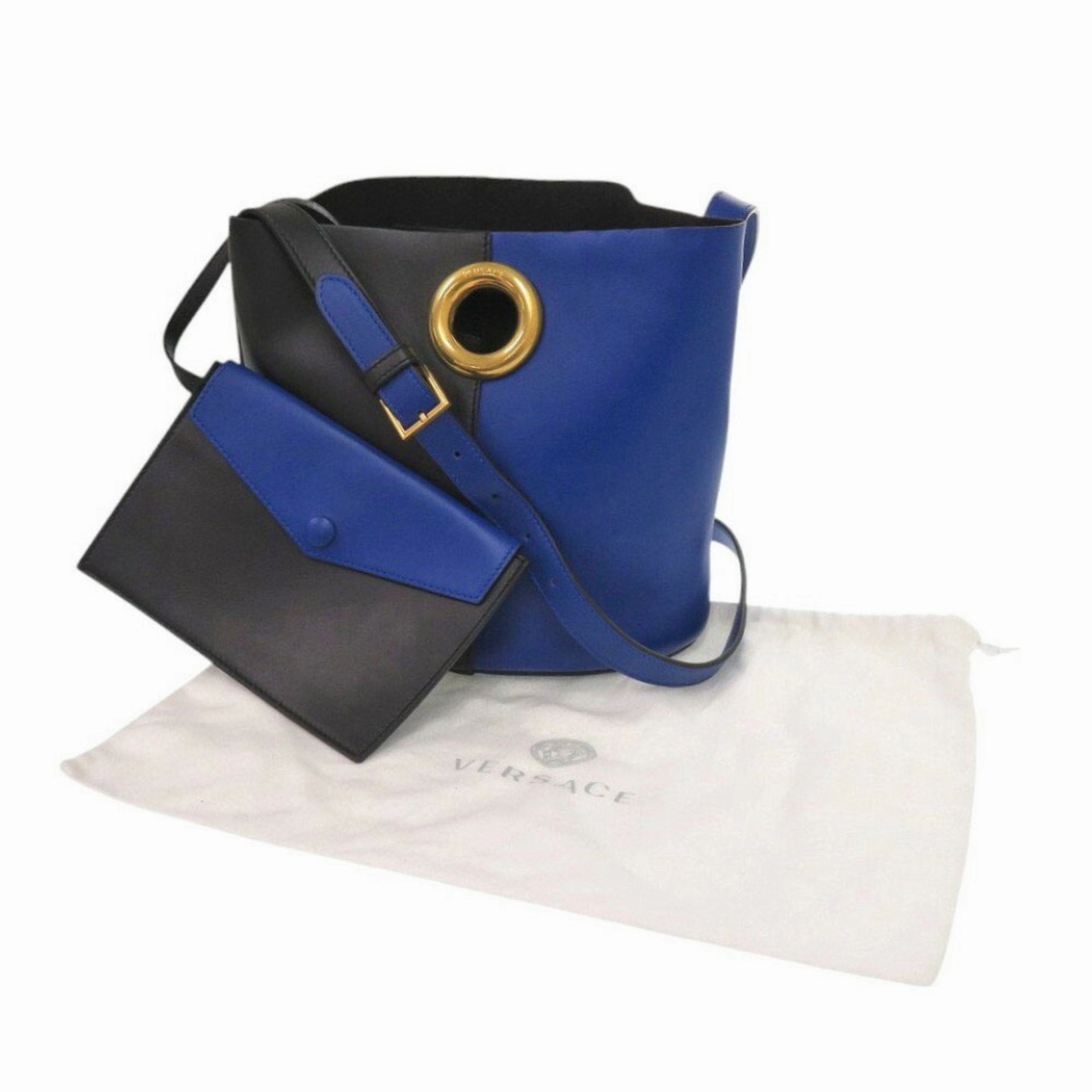 Versace blue Leather Shoulder Bag (Pre-Owned)