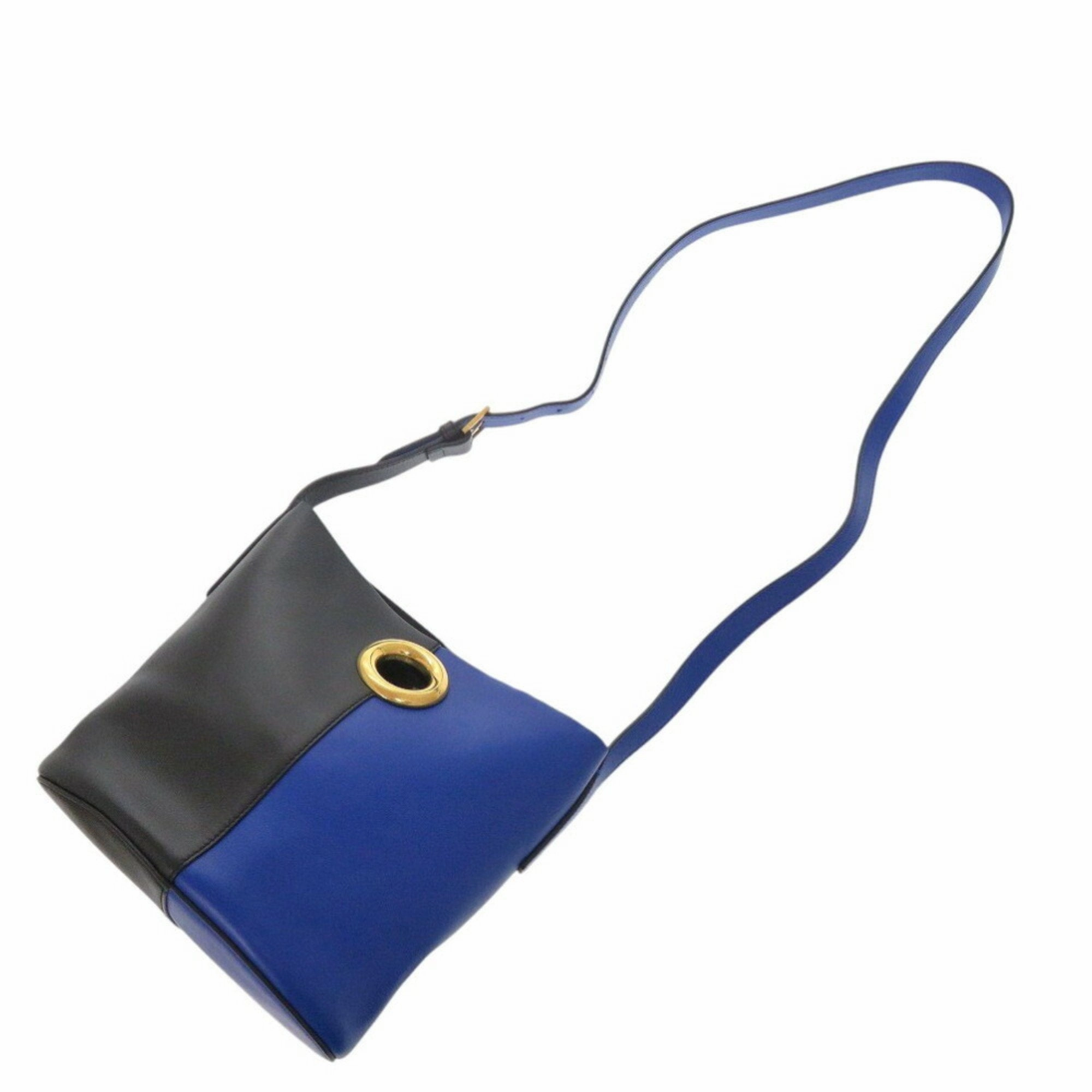 Versace blue Leather Shoulder Bag (Pre-Owned)
