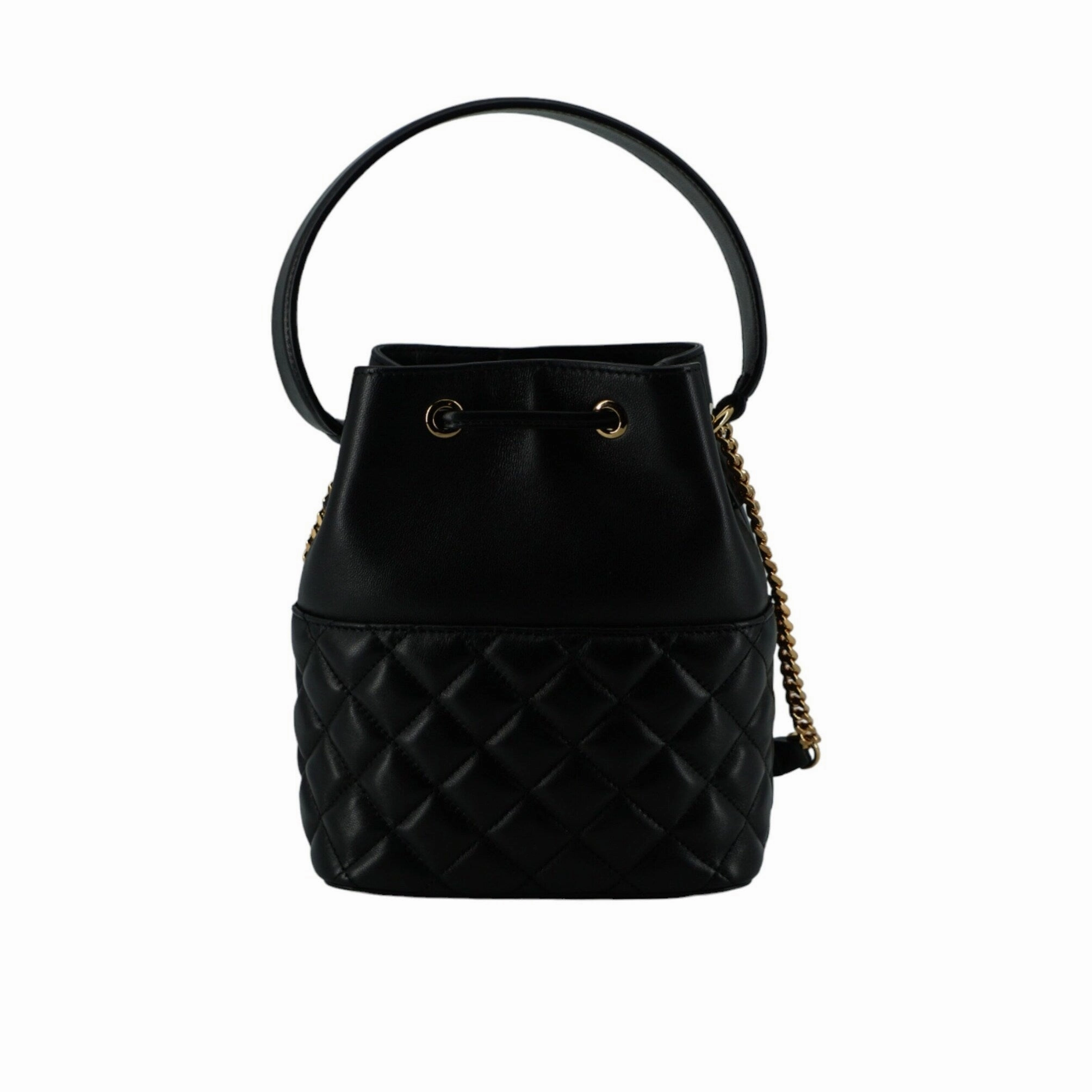 Versace Elegant Black Leather Bucket Shoulder Women's Bag