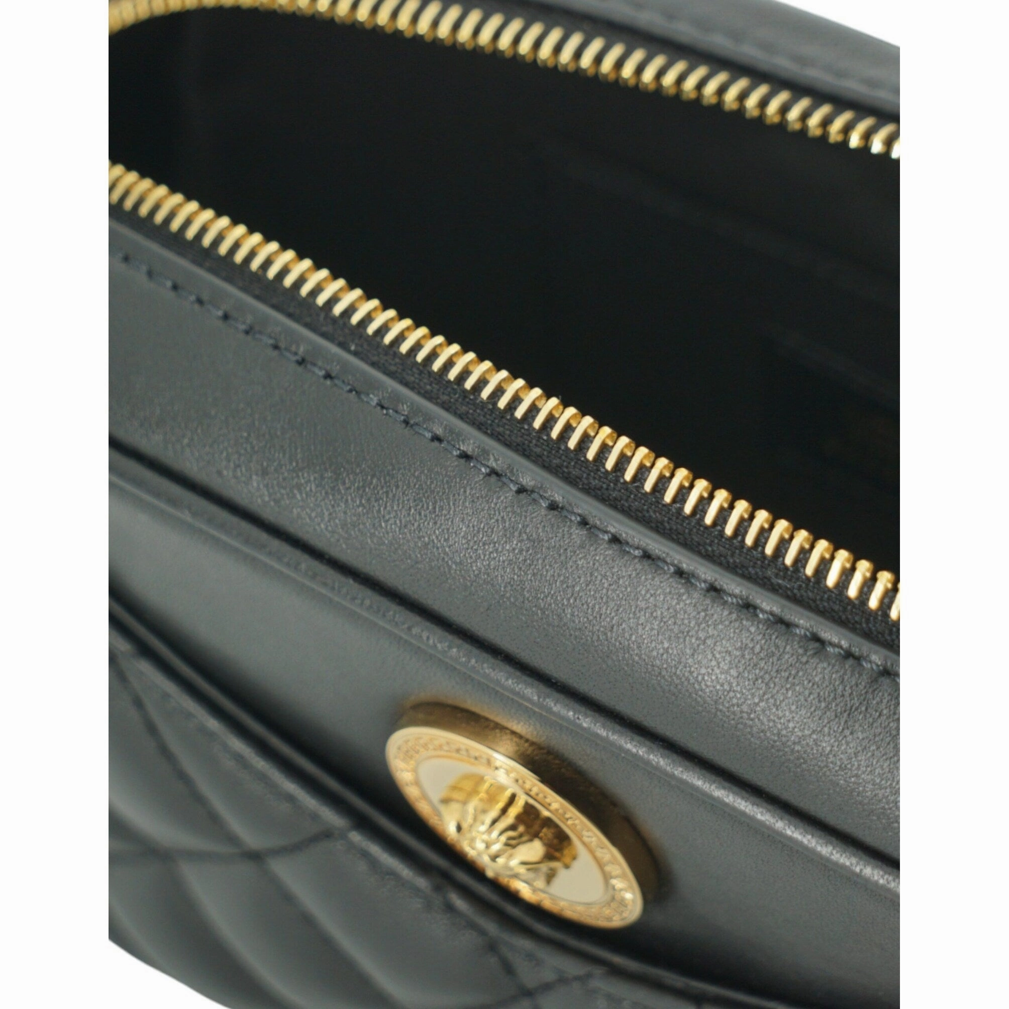 Versace Elegant Small Black Leather Crossbody Women's Bag
