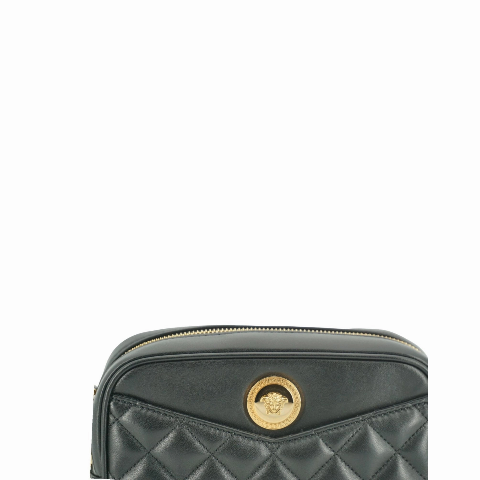 Versace Elegant Small Black Leather Crossbody Women's Bag