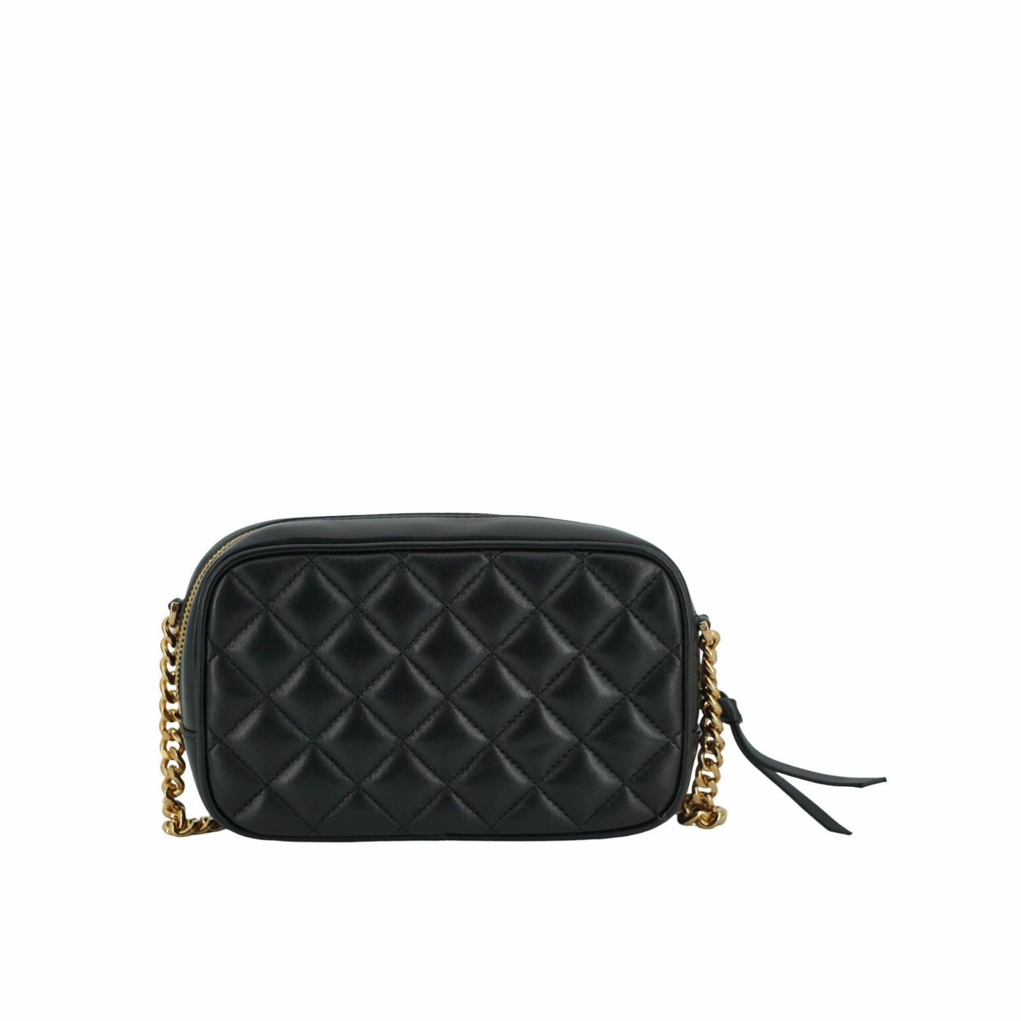Versace Elegant Small Black Leather Crossbody Women's Bag
