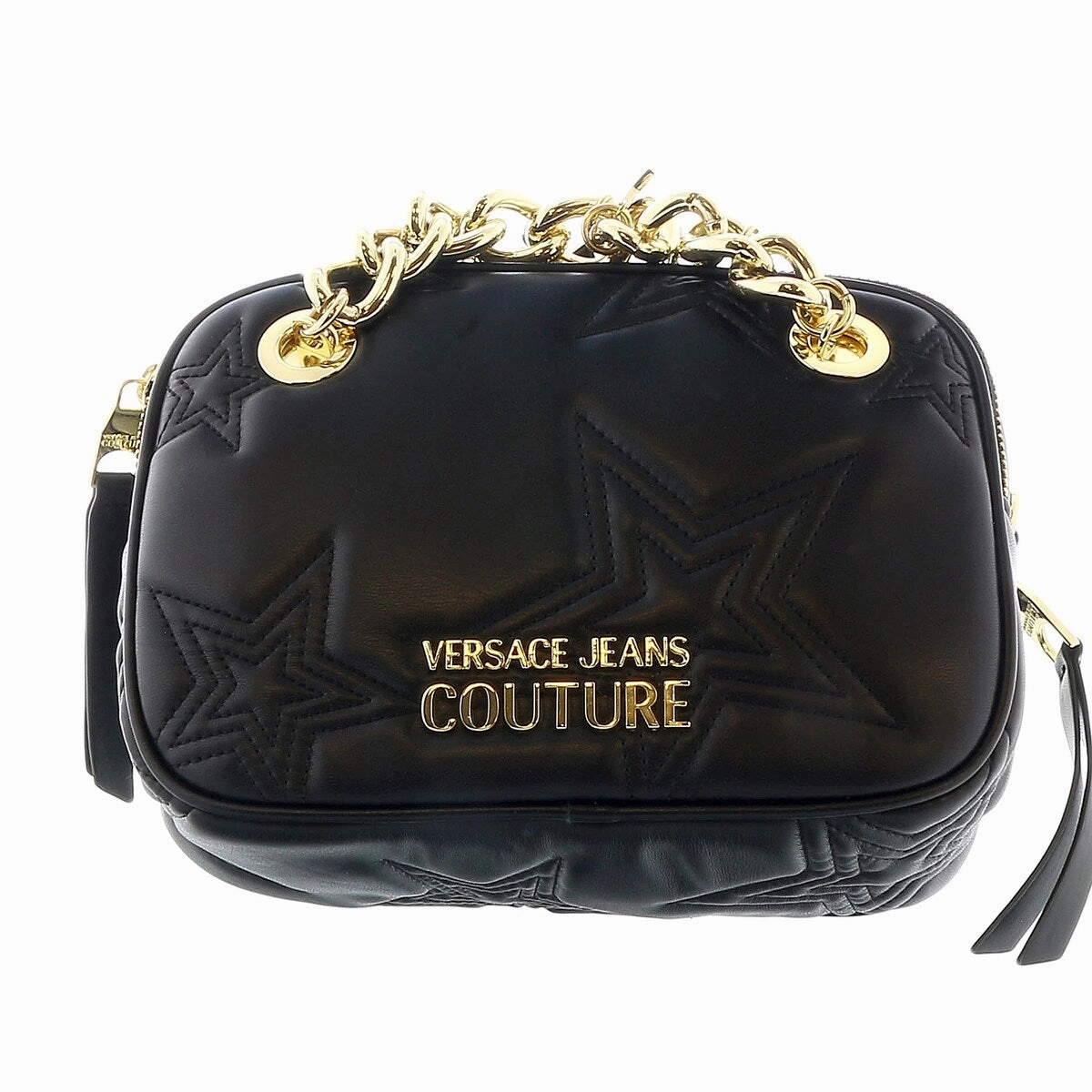 Versace Jeans Couture Black Square Star Quilted Charm Embellished Crossbody Bag for womens