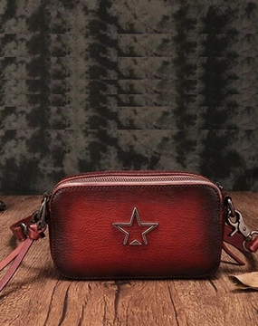 Vintage Leather Red Womens Clutch Side Purse Small Cube Shoulder Bag Leather Purse Crossbody Bags