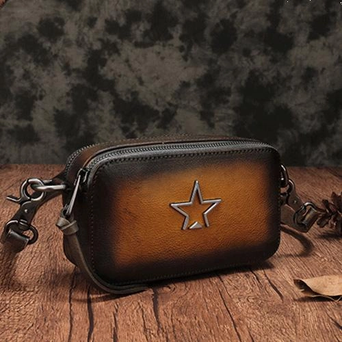 Vintage Leather Red Womens Clutch Side Purse Small Cube Shoulder Bag Leather Purse Crossbody Bags