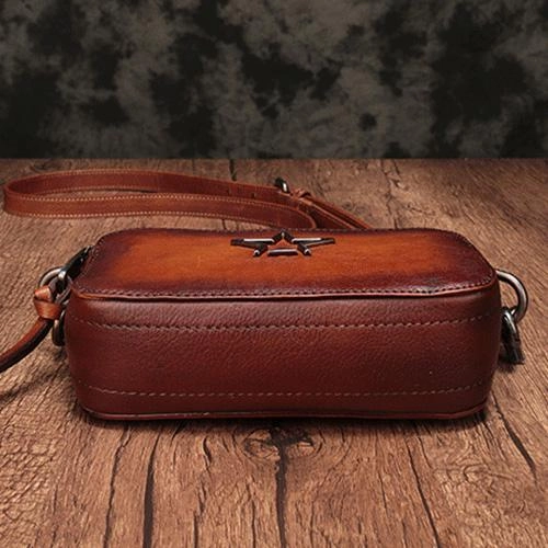Vintage Leather Red Womens Clutch Side Purse Small Cube Shoulder Bag Leather Purse Crossbody Bags