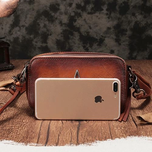 Vintage Leather Red Womens Clutch Side Purse Small Cube Shoulder Bag Leather Purse Crossbody Bags