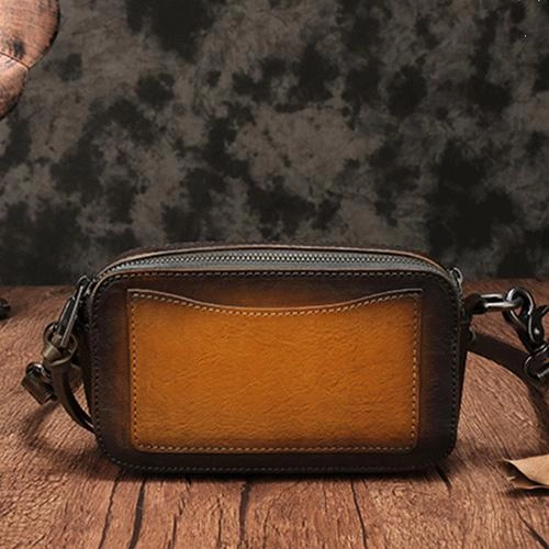 Vintage Leather Red Womens Clutch Side Purse Small Cube Shoulder Bag Leather Purse Crossbody Bags