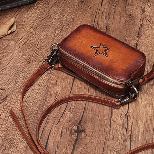 Vintage Leather Red Womens Clutch Side Purse Small Cube Shoulder Bag Leather Purse Crossbody Bags