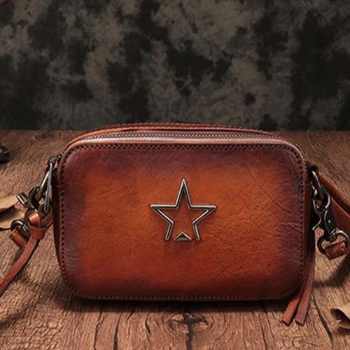 Vintage Leather Red Womens Clutch Side Purse Small Cube Shoulder Bag Leather Purse Crossbody Bags