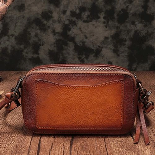 Vintage Leather Red Womens Clutch Side Purse Small Cube Shoulder Bag Leather Purse Crossbody Bags