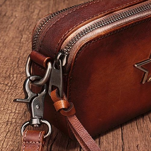 Vintage Leather Red Womens Clutch Side Purse Small Cube Shoulder Bag Leather Purse Crossbody Bags