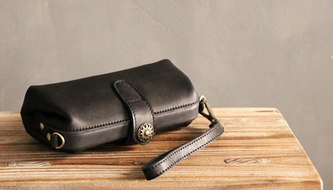 Vintage LEATHER Womens Wristlet Bag Doctor Long Wallet Mini Shoulder Bag FOR Women